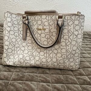 Calvin Klein Beige Monogram Tote